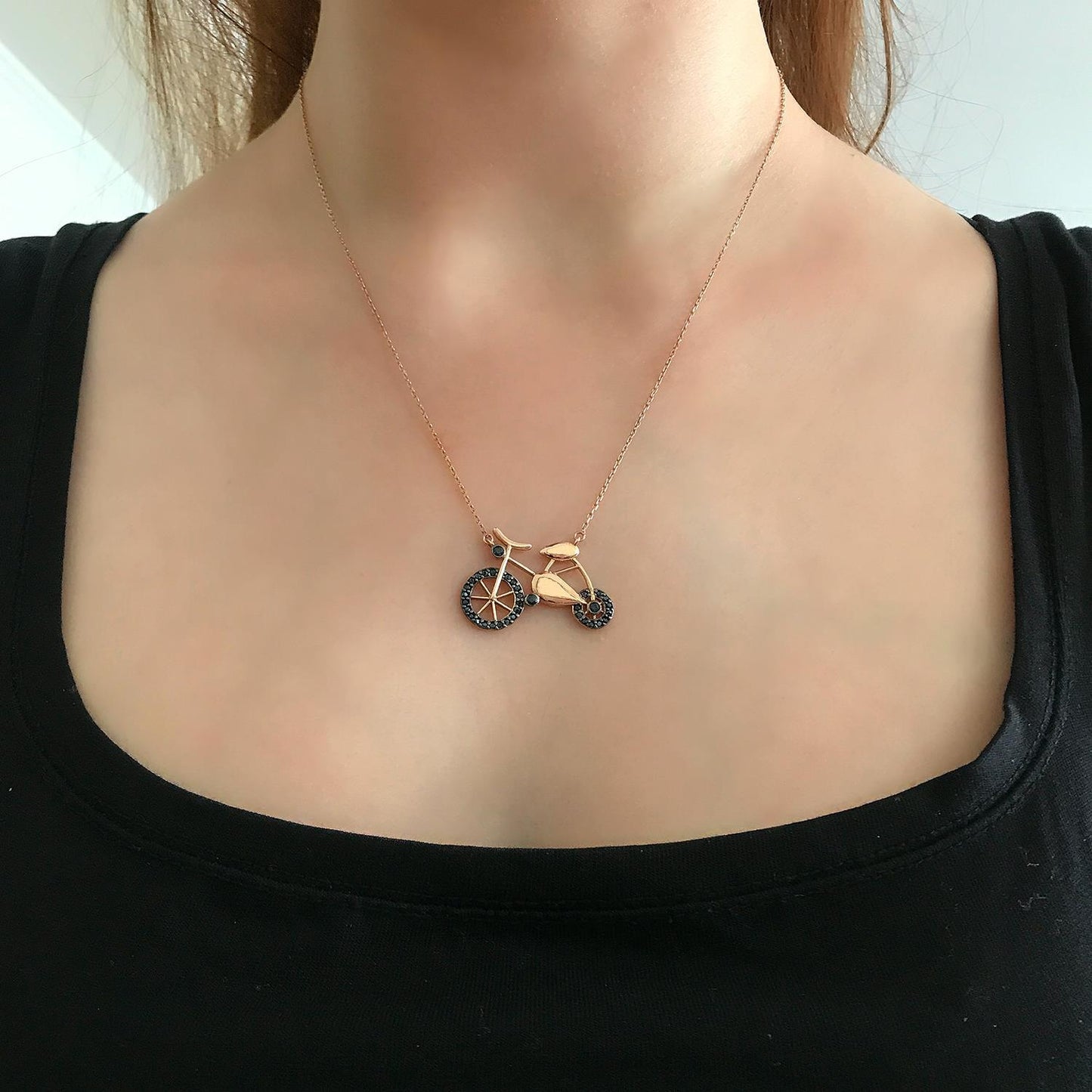 STELA BİSİKLET GÜMÜŞ KOLYE (ROSE)