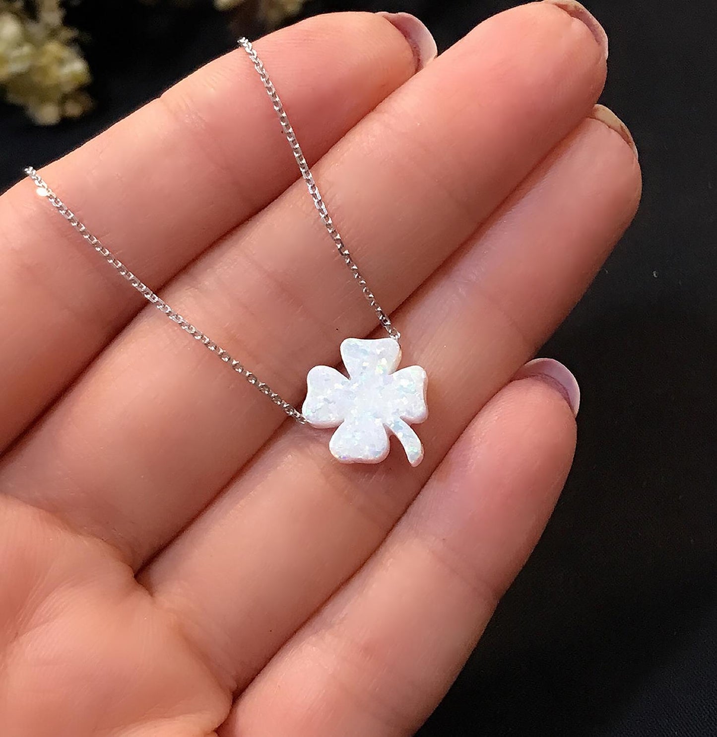 STELA OPAL YONCA GÜMÜŞ KOLYE (BEYAZ)
