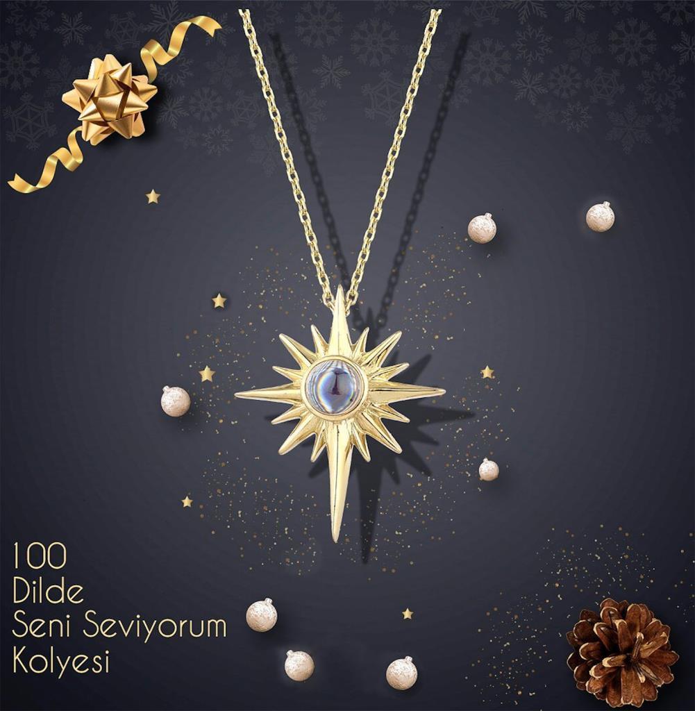 STELA 100 DİLDE SENİ SEVİYORUM KOLYE KUTUP YILDIZI