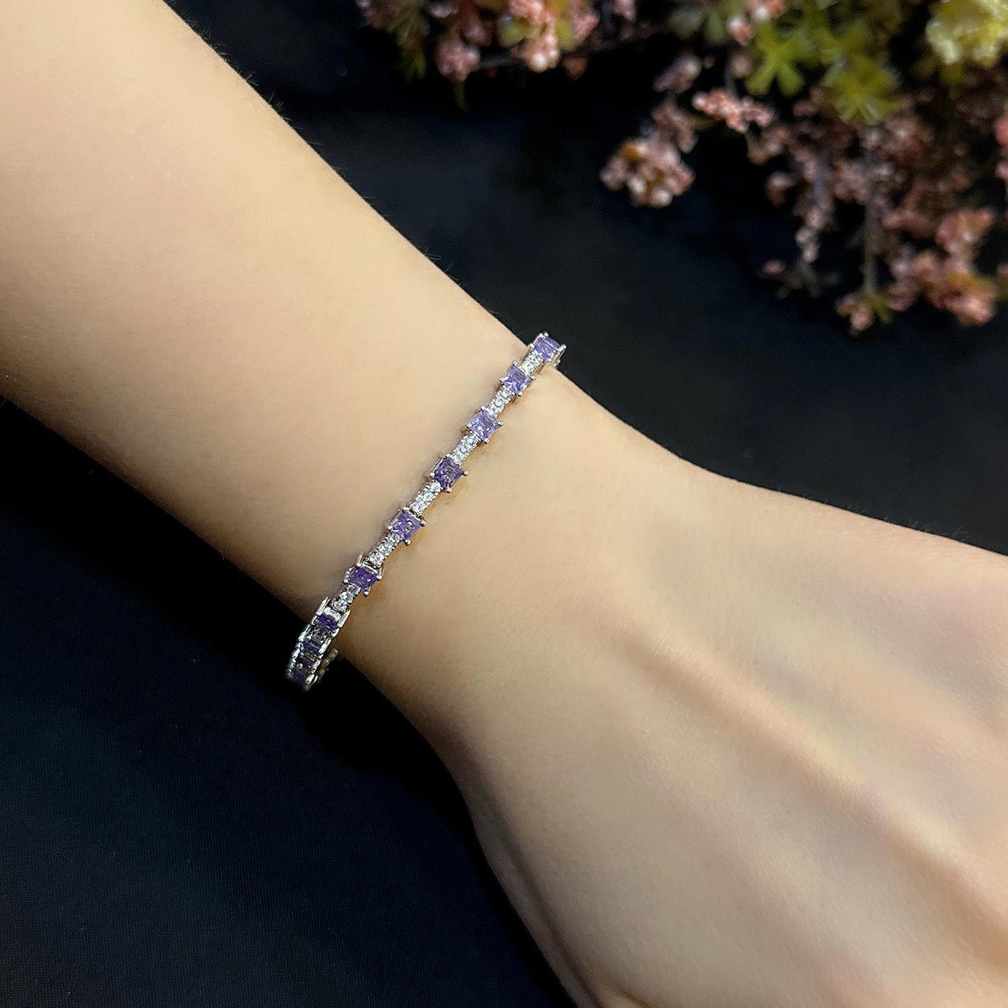 STELA BAGET AMETİST GÜMÜŞ BİLEKLİK