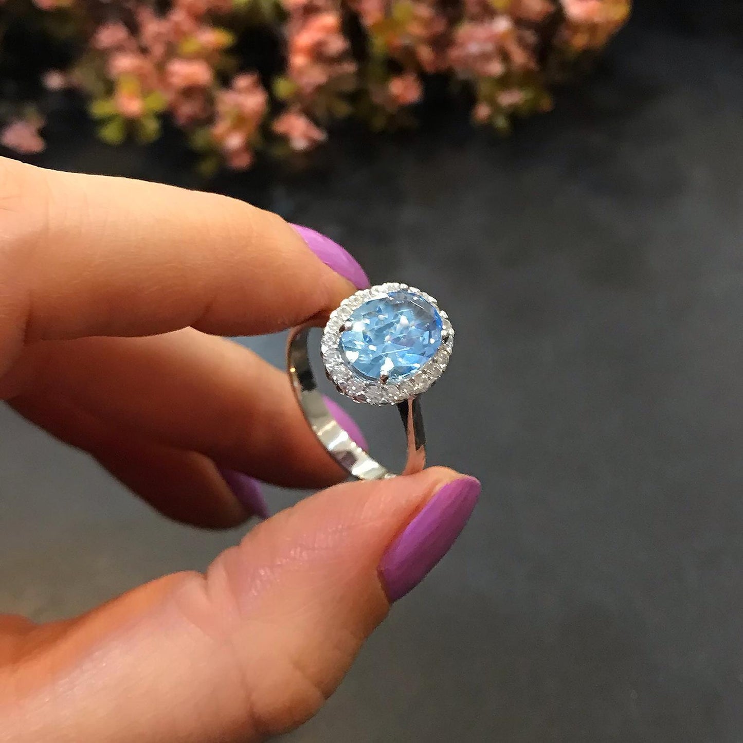 STELA OVAL AKUAMARİN GÜMÜŞ YÜZÜK