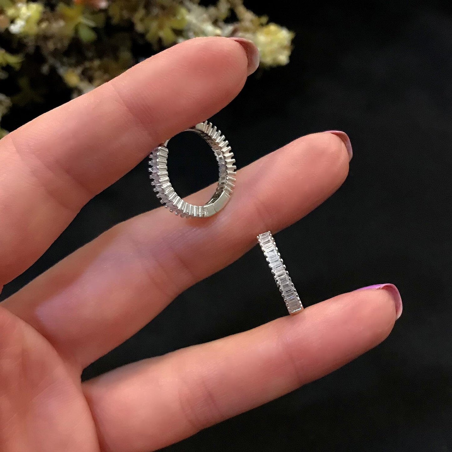 STELA HALKA BAGET GÜMÜŞ  KÜPE (BEYAZ) 2CM