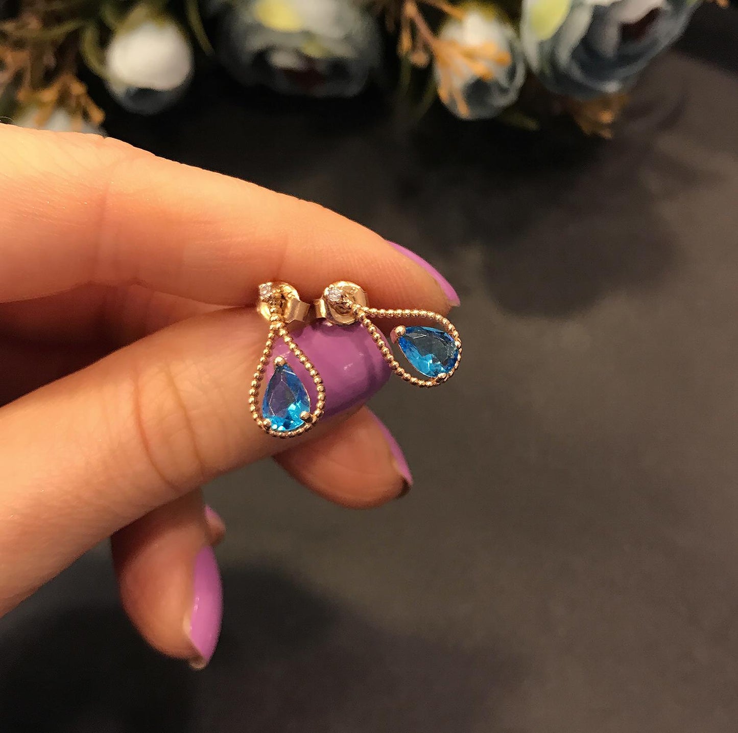 STELA AKUAMARİN DESIGN GÜMÜŞ KÜPE