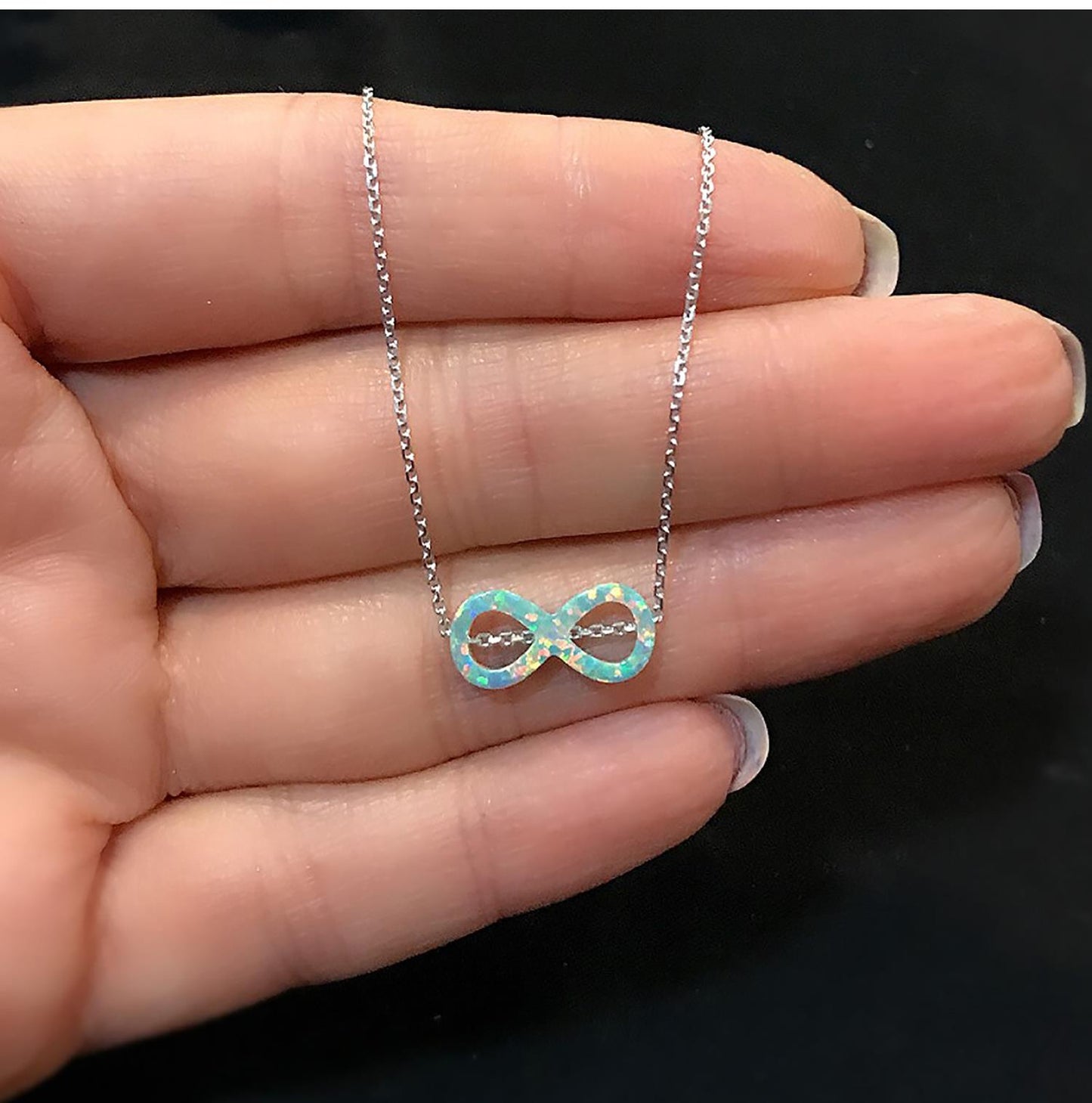STELA OPAL YEŞİL SONSUZLUK GÜMÜŞ KOLYE
