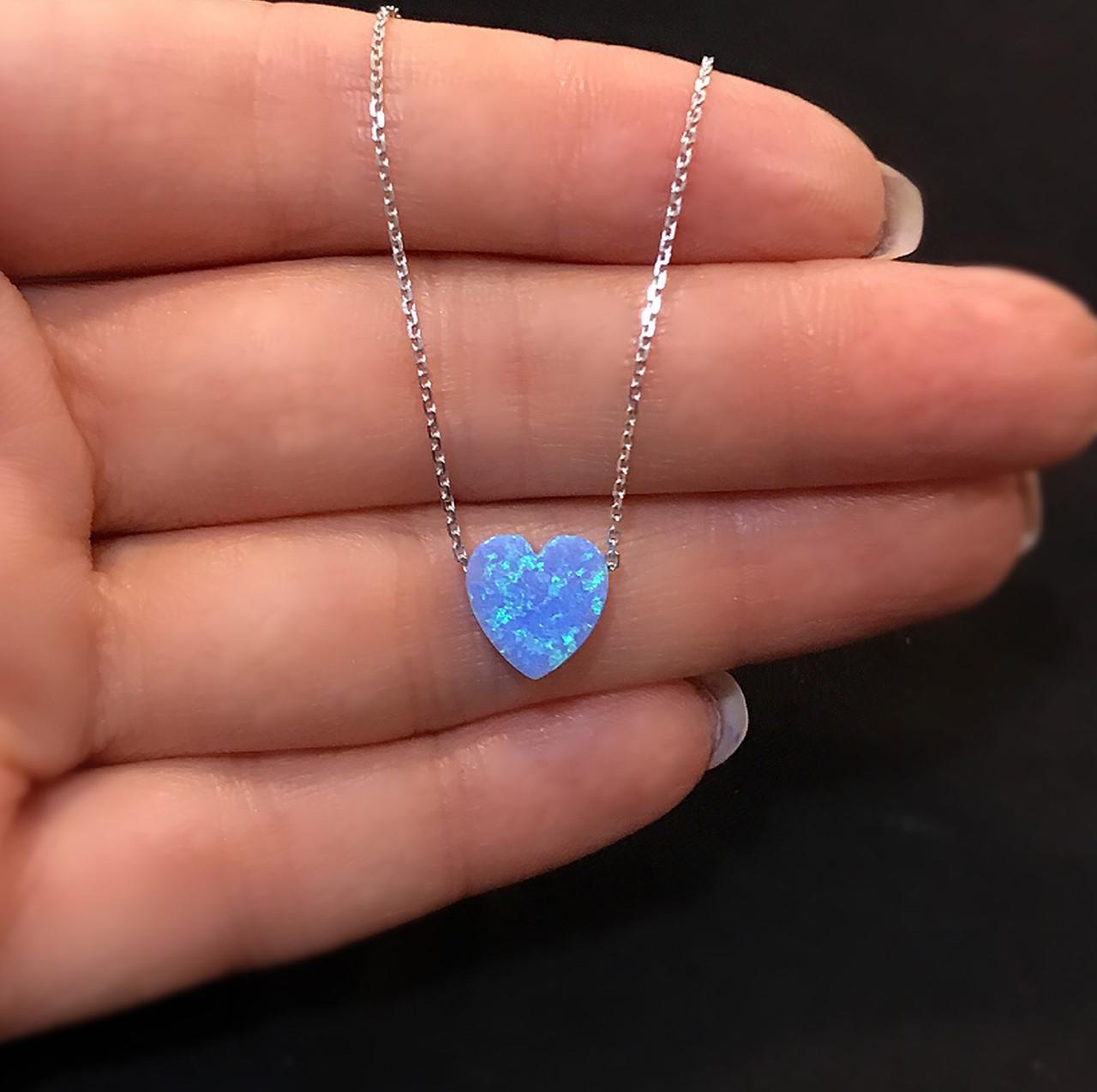 STELA OPAL MAVİ KALP GÜMÜŞ KOLYE