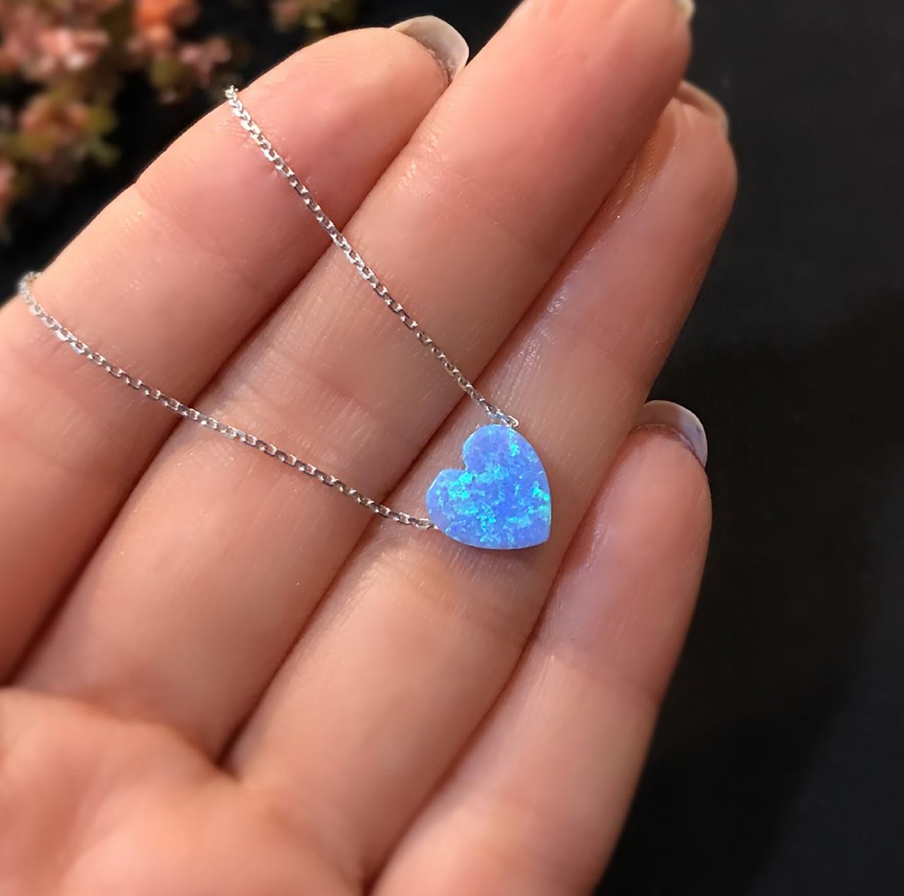 STELA OPAL MAVİ KALP GÜMÜŞ KOLYE