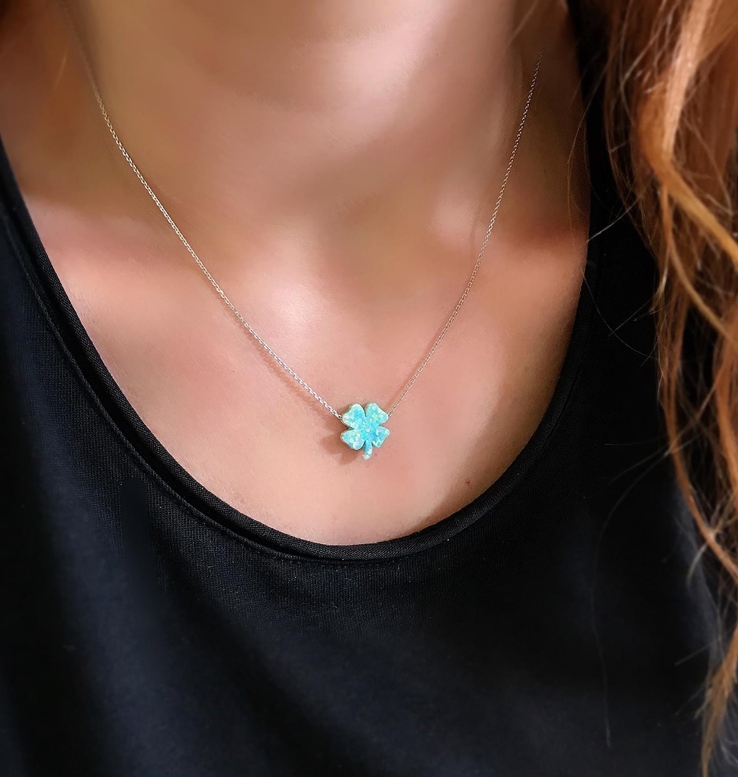 STELA OPAL YONCA GÜMÜŞ KOLYE (YEŞİL)