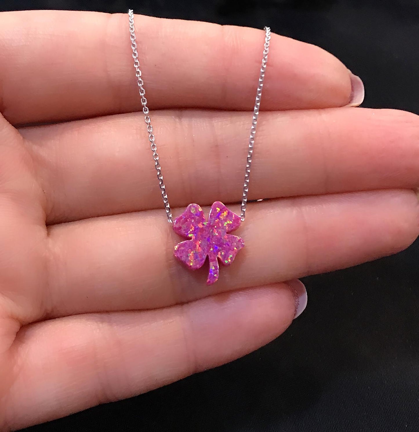 STELA OPAL YONCA GÜMÜŞ KOLYE FUŞYA